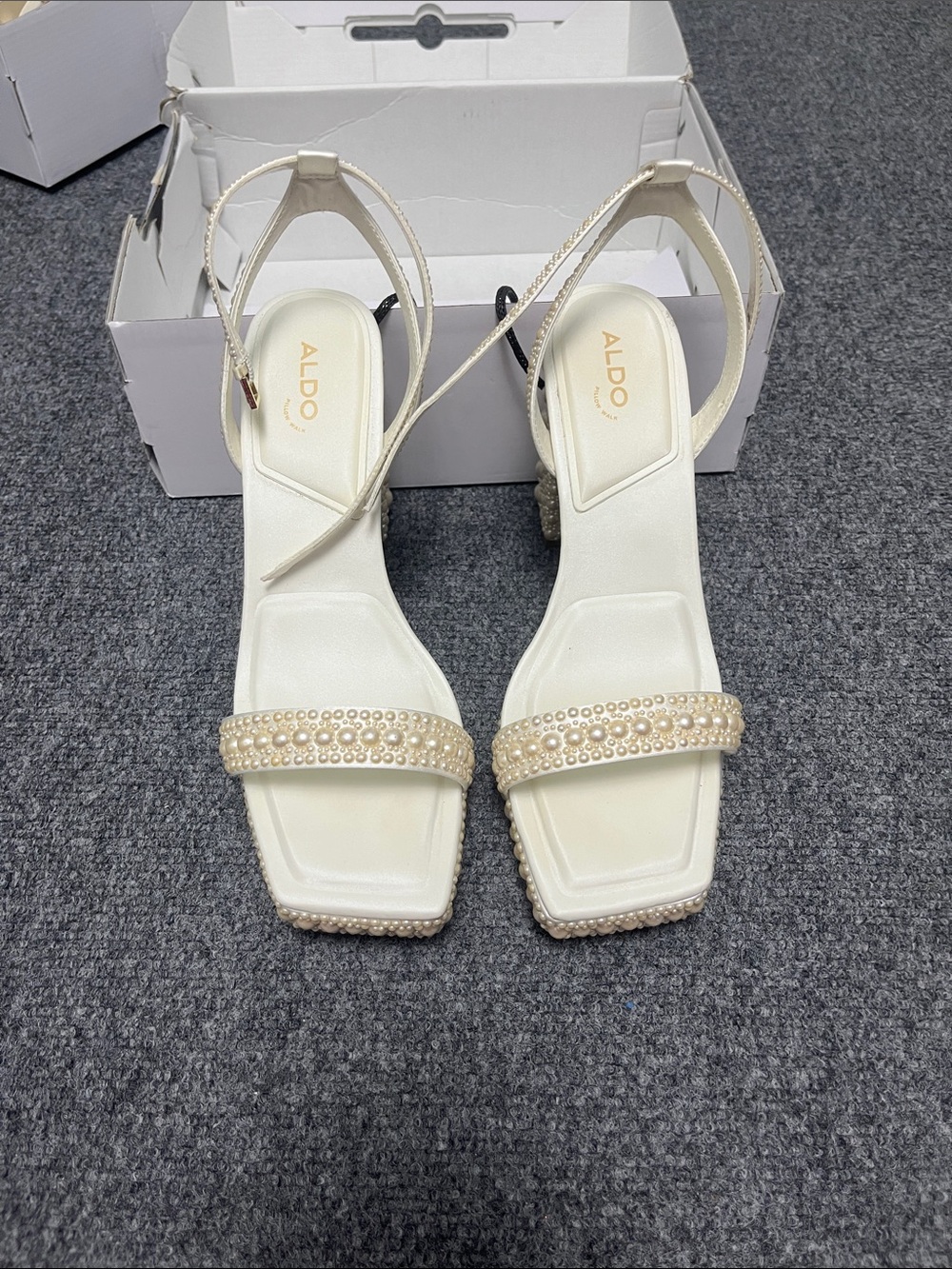 ALDO Pearl-Trim Ivory Slingback Heels
